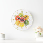 Horloge ronde tranches de fruits d'agrumes moderne (Maison)