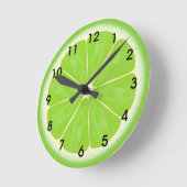 Horloge Ronde Tranches de fruits de citron vert (Angle)