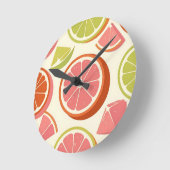 Horloge Ronde Tranches de pamplemousse orange citron vert vibran (Angle)