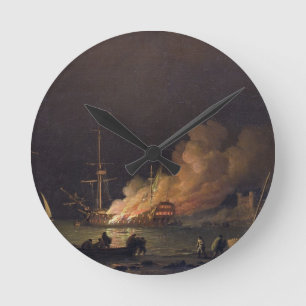 Horloge Ronde Transportez-vous sur le feu la nuit, c.1756