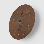 Horloge Ronde Treble Clef Music-themed Faux Leather Wall Clock (Angle)
