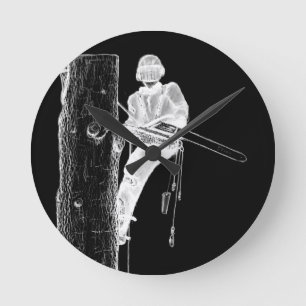 Horloge Ronde Tree Surgeon Arborist at work present Chainsaw