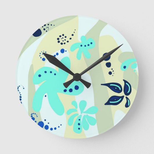 Horloge Ronde Trending abstrait Motif couleur claire floral blob (Recto)