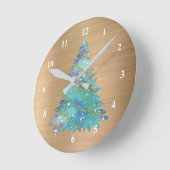 Horloge Ronde Trendy Gold Teal Glitter Tree (Angle)