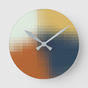 Horloge Ronde Trendy modern Orange Blue Yellow Unique Pattern