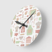 Horloge Ronde Trendy Stylish Kitchen Cooking Utensil Pattern (Angle)