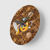 Horloge Ronde trésor pirate emoji (Angle)