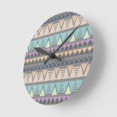 Horloge Ronde Triangles et bandes géométriques indiens modernes (Angle)