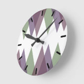 Horloge Ronde Triangles mauve et vert (Angle)