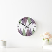 Horloge Ronde Triangles mauve et vert (Maison)