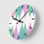 Horloge Ronde Triangles rose et vert (Angle)