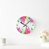 Horloge Ronde Triangles rouge et vert (Maison)