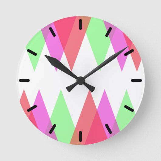 Horloge Ronde Triangles rouge et vert (Recto)