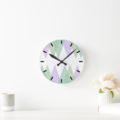 Horloge Ronde Triangles vert et lilas (Maison)