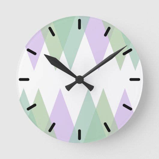 Horloge Ronde Triangles vert et lilas (Recto)
