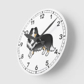 Horloge Ronde Tricolor Rough Collie Cute (Angle)