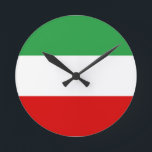 Horloge Ronde Tricolore iranien<br><div class="desc">Horloge ronde de l'Iran Tricolore</div>