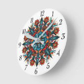 Horloge Ronde Trippy hippie psychedelic groovy mushroom mandala (Angle)
