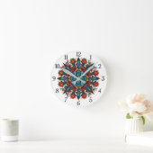 Horloge Ronde Trippy hippie psychedelic groovy mushroom mandala (Maison)