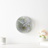 Horloge Ronde trois fleurs blanches (Maison)