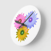 Horloge Ronde Trois fleurs de cactus (Angle)