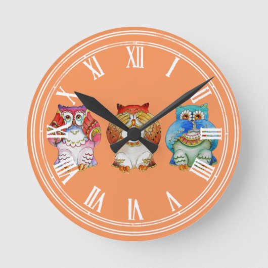 Horloge Ronde Trois hiboux sages (Recto)