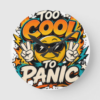 Horloge Ronde Trop Cool Pour Paniquer Dessin Drôle Smiley