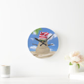 Horloge Ronde Tropical Christmas Sand Snowman (Maison)
