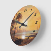 Horloge Ronde Tropical Landscape with Fishing Boats in Bay (Angle)