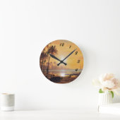 Horloge Ronde Tropical Landscape with Fishing Boats in Bay (Maison)