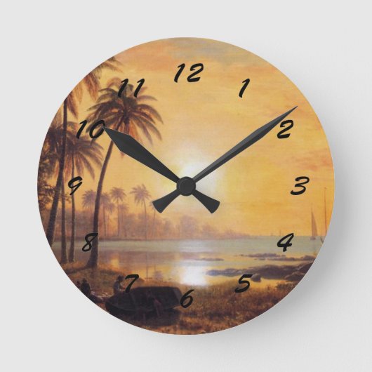 Horloge Ronde Tropical Landscape with Fishing Boats in Bay (Recto)