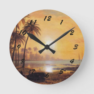 Horloge Ronde Tropical Landscape with Fishing Boats in Bay