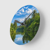 Horloge Ronde Tropical Mirror River Reflections Accent (Angle)