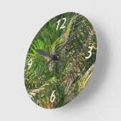 Horloge Ronde Tropique des contours de palmiers clairs du couche (Angle)