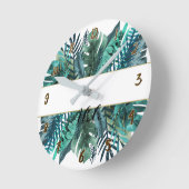 Horloge Ronde Tropiques botaniques de feuille de plantes (Angle)