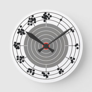 Horloge Ronde Trous de balle autour de la cible, un trou par