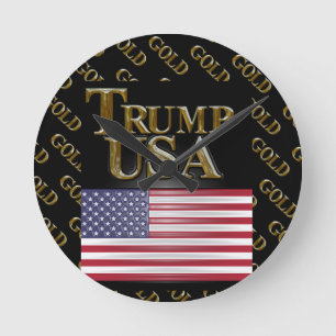 HORLOGE RONDE TRUMP ÉTATS-UNIS OR