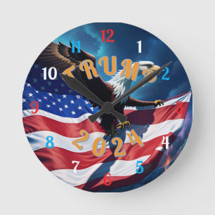 Horloge Ronde TRUMP pour PRÉSIDENT 2024