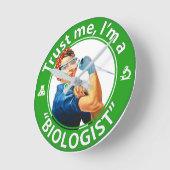 Horloge Ronde Trust me, logo de biologiste wall clock (Angle)