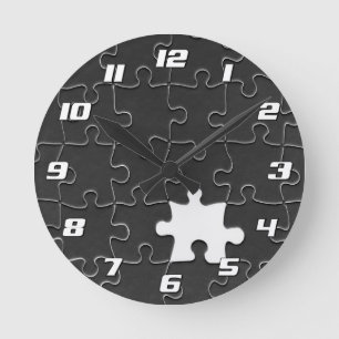 Horloge Ronde Tu Me Complètes Romantique Puzzle Noir et Blanc