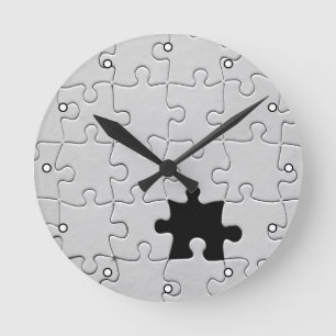 Horloge Ronde Tu Me Complètes Romantique Puzzle Noir et Blanc
