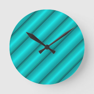 Horloge Ronde Tubes Abstraits en Turquoise