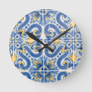 Horloge Ronde Tuiles bleues et jaunes, Portugal