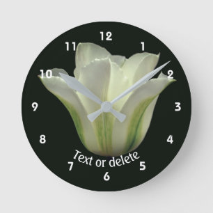 Horloge Ronde Tulipe personnalisée rayée verte