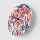 Horloge Ronde Tulipes (Angle)