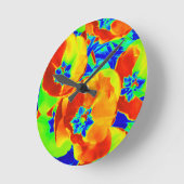 Horloge Ronde tulipes fluorescentes (Angle)
