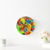 Horloge Ronde tulipes fluorescentes (Maison)