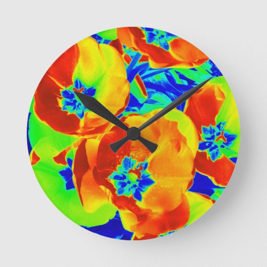 Horloge Ronde tulipes fluorescentes (Recto)