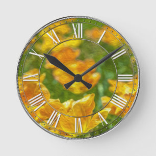 Horloge Ronde Tulipes peintes