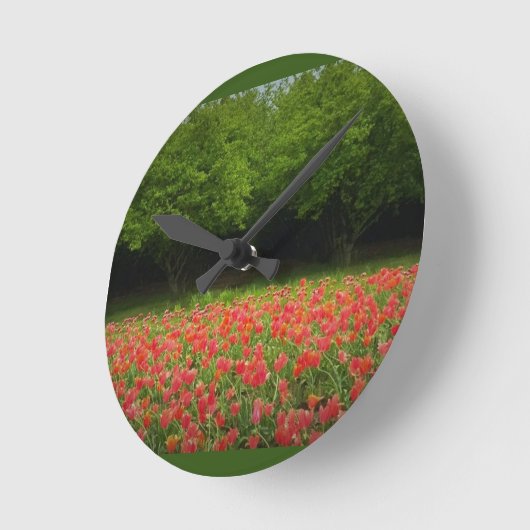 Horloge Ronde Tulips et Trees (Angle)